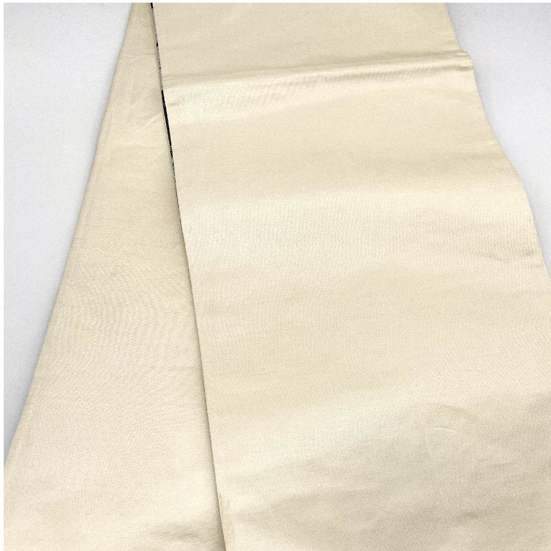 袋帯 シルバー色 桜 流水 振袖用 帯丈430cm 正絹 Sランク 六通 フォーマル 銀系 1123003032322