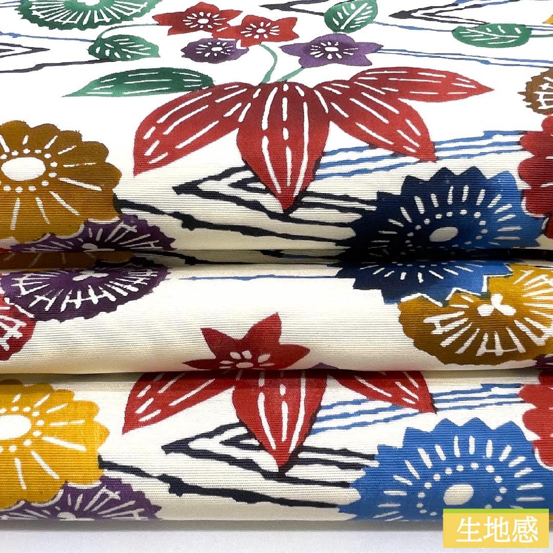 Nagoya obi, natural color, Kyoto Bingata, floral pattern, obi length 361cm, pure silk, S rank, six-pass, casual, white, 1124005292311, Nagoya style