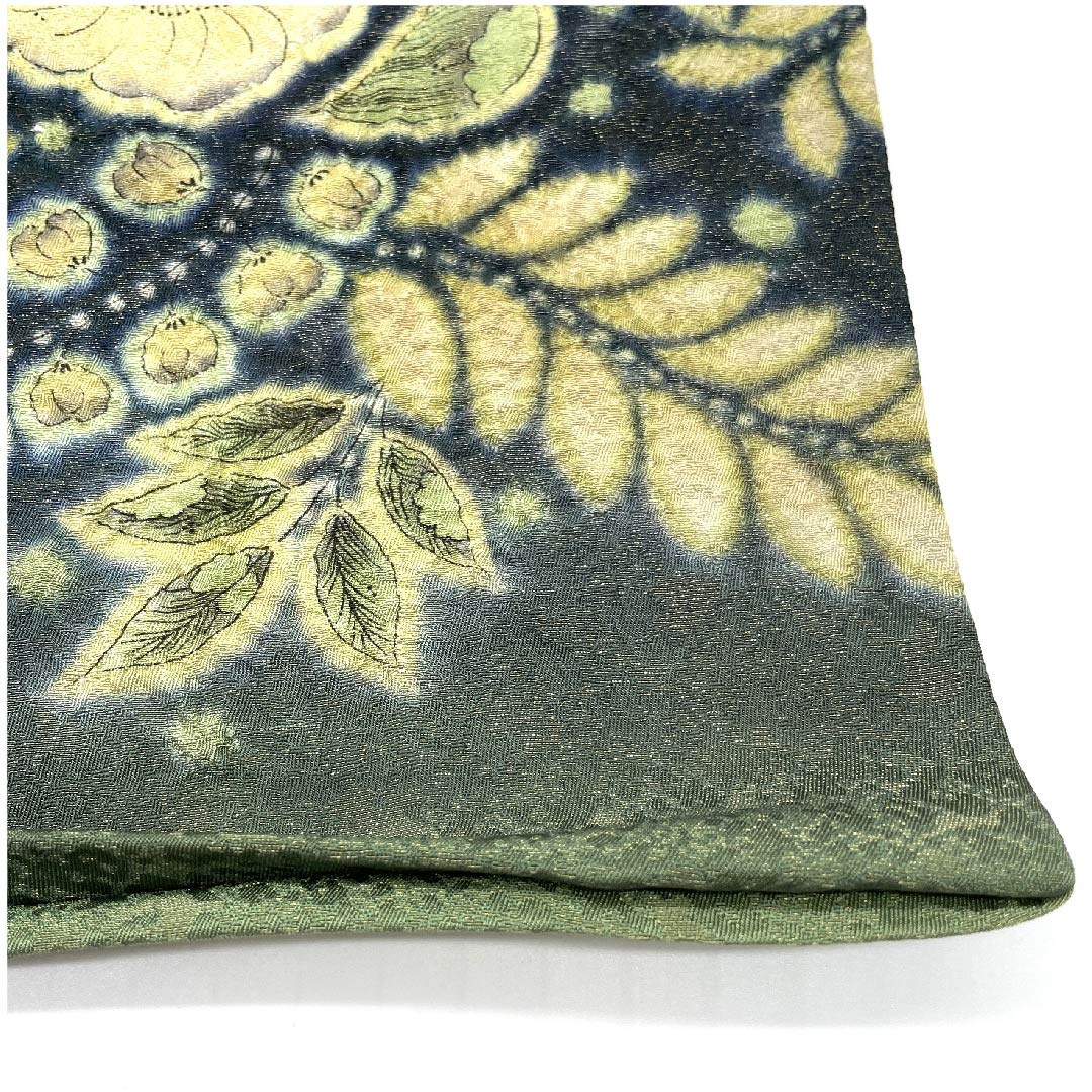 袋帯 島松鼠色(しままつねずいろ) 利休色(りきゅういろ) 辻ヶ花 帯丈456cm 正絹 Aランク ポイント柄 フォーマル 緑系 1123007523419