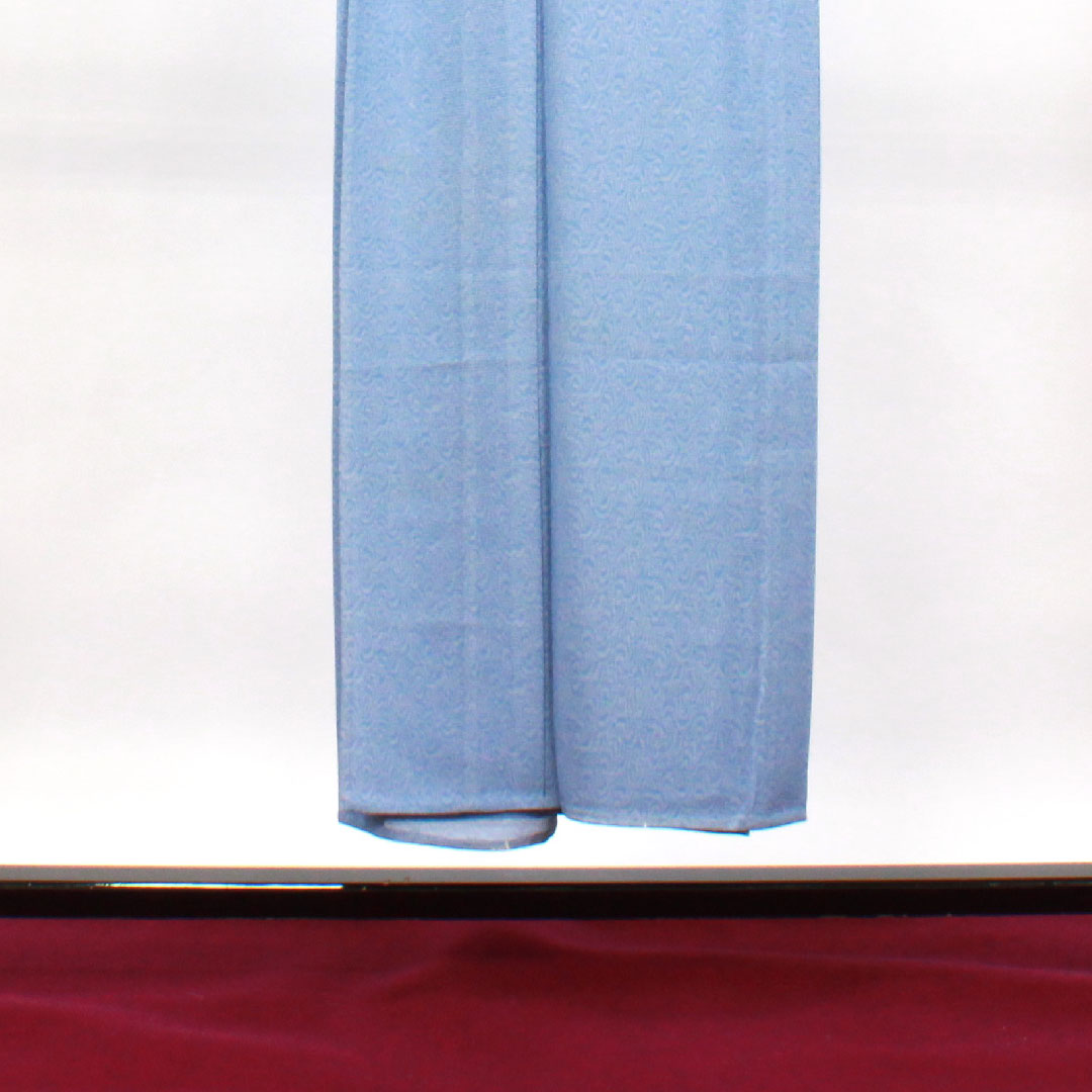 夏物 正絹 小紋 身丈149cm 裄丈63.5cm 勿忘草色(わすれなぐさいろ) 江戸小紋 鮫小紋 中陰花菱 絽 Aランク 青系 1132001593117