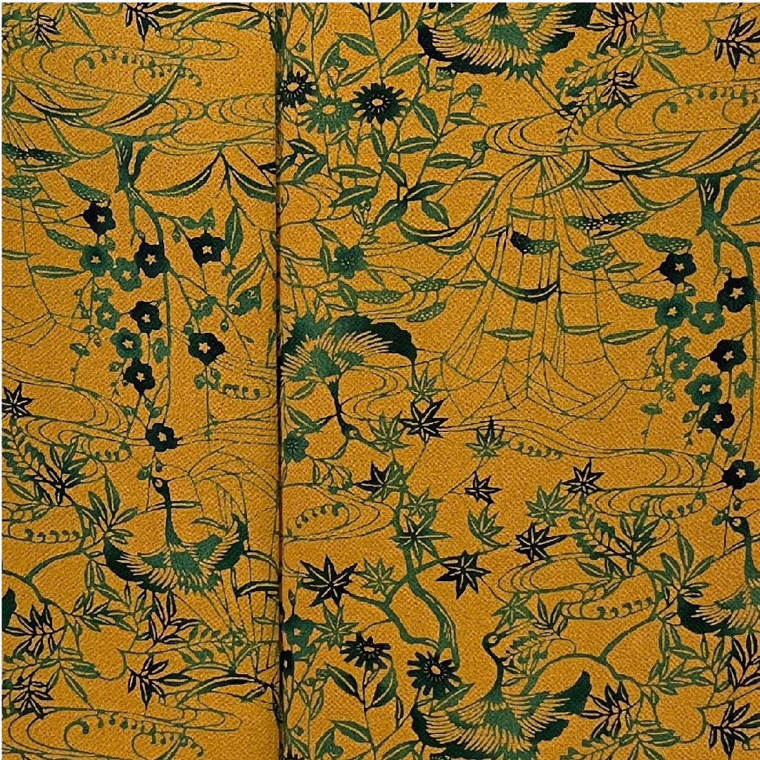 小紋 身丈161cm 裄丈63cm 袷 作家物 鶴に草花 型染 正絹 Aランク 茶系 1115000293314
