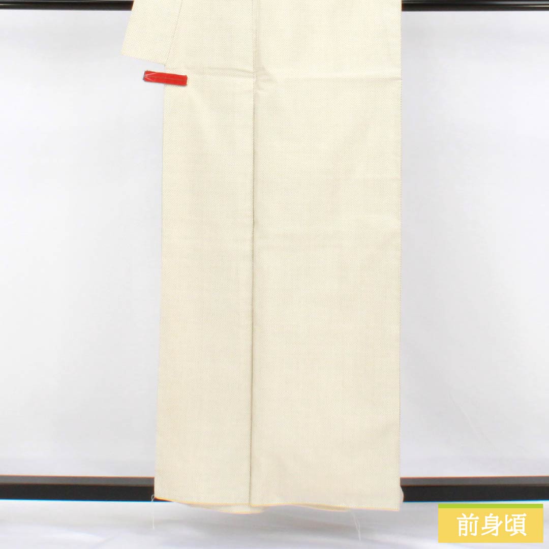 紬 正絹 Sランク 身丈157cm 裄丈63.5cm 生成り色(きなりいろ) 白大島 蚊絣 しつけ糸付き 袷 白系 1116004362311