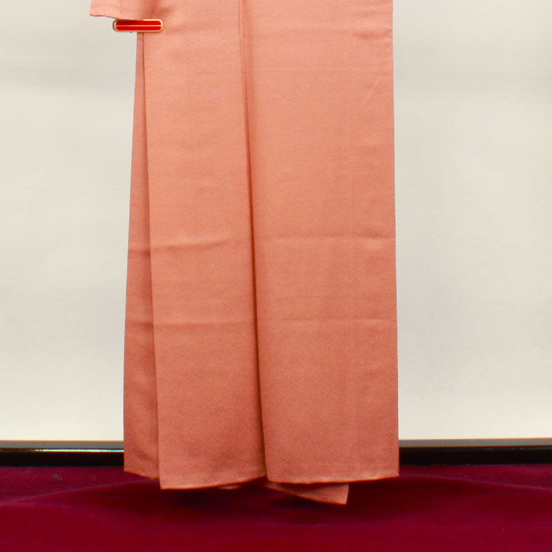 色無地 正絹 桃染色 百貫達雄 加賀友禅 五三桐 身丈158cm 裄丈62.5cm 袷 Aランク ピンク系 1114000953313