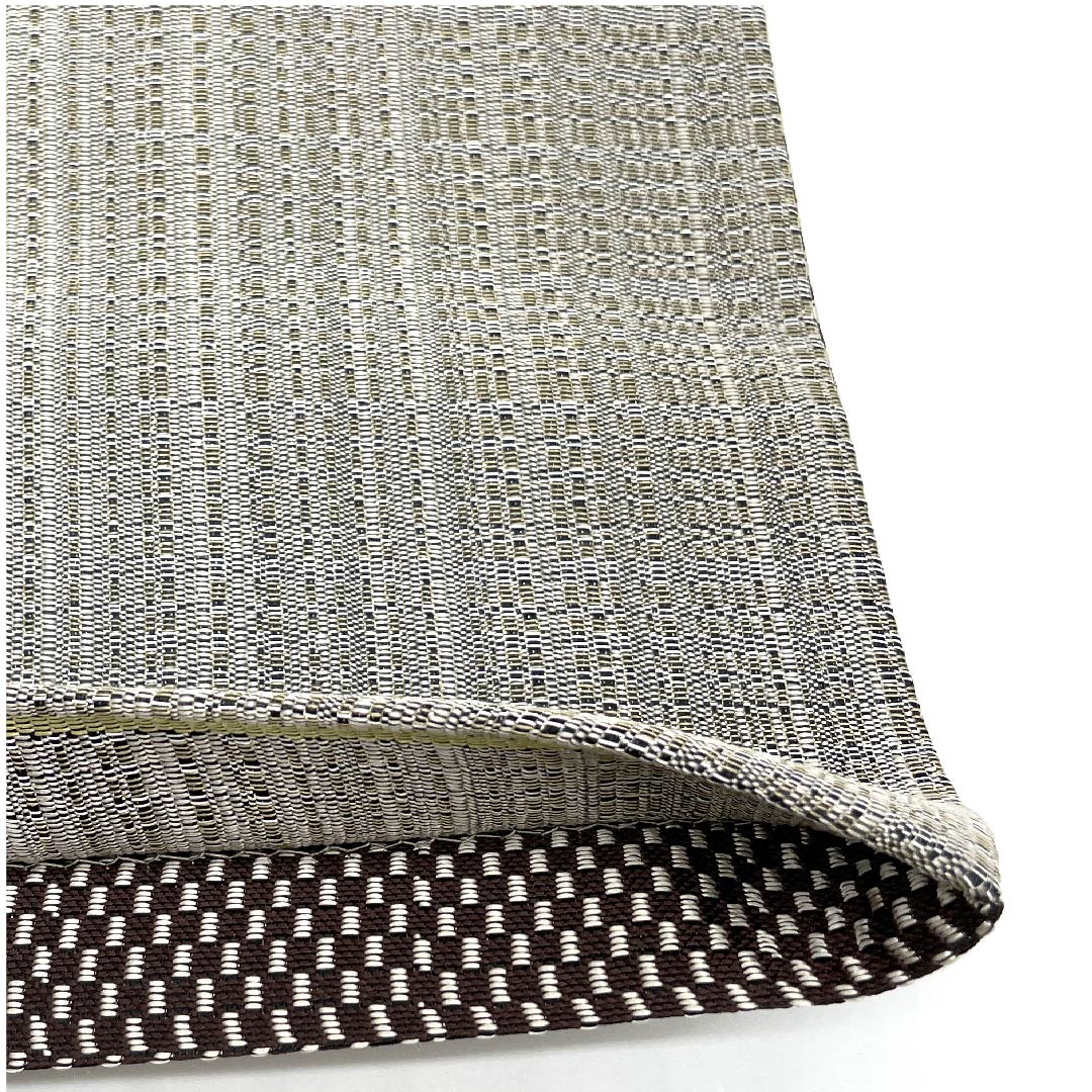 袋帯 鉄黒色(てつぐろいろ) 幾何学模様 チェック 帯丈439.5cm 正絹 Sランク ポイント柄 カジュアル 茶系 1123009292314