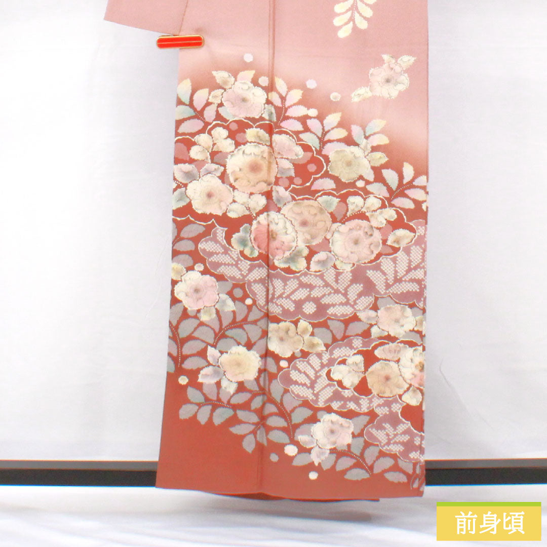 訪問着 正絹 袷 身丈157.5cm 裄丈66.5cm 紅鼠色(べにねずいろ) 辻ヶ花 桐屋翠山工房謹製 Aランク 紫系 1112005813320