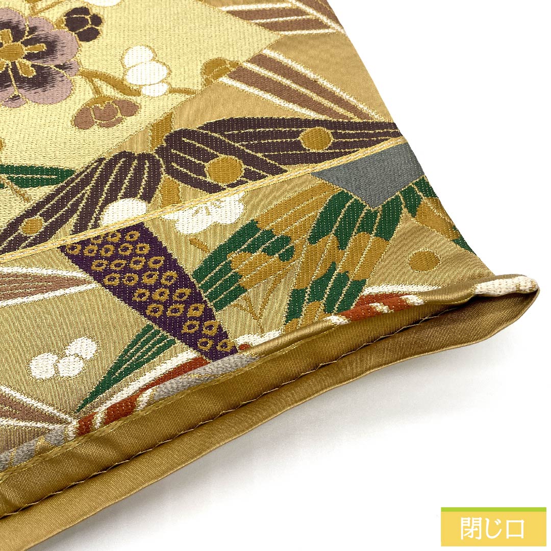 袋帯 胡桃色(くるみいろ) 白綾苑大庭 吉祥文様 松竹梅 帯丈418cm 正絹 Sランク 六通 フォーマル ベージュ系 1123010132325