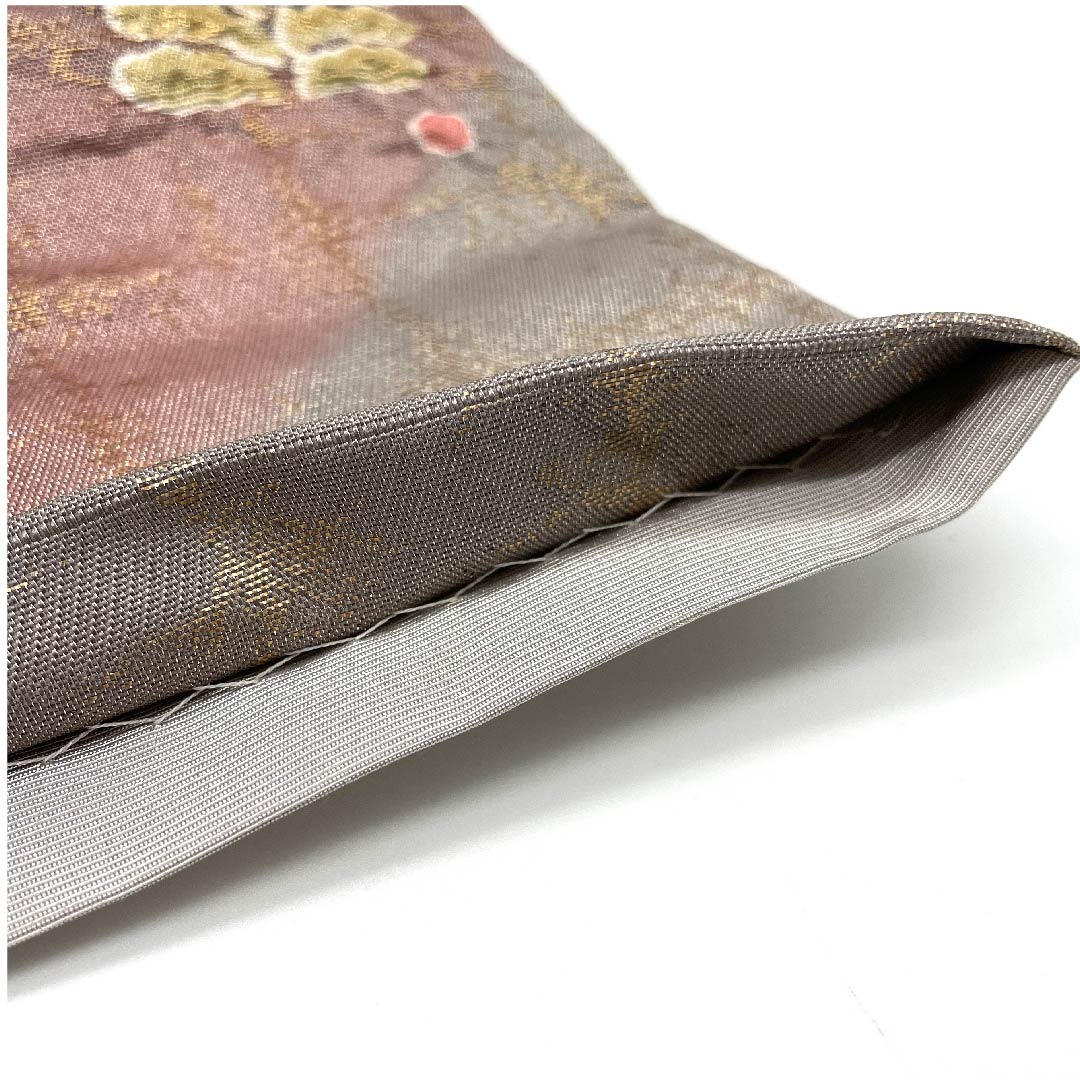 袋帯 錫色(すずいろ)辻ヶ花 ふくれ織 格子 帯丈452cm 正絹 Aランク ポイント柄 フォーマル グレー系 1123005593422