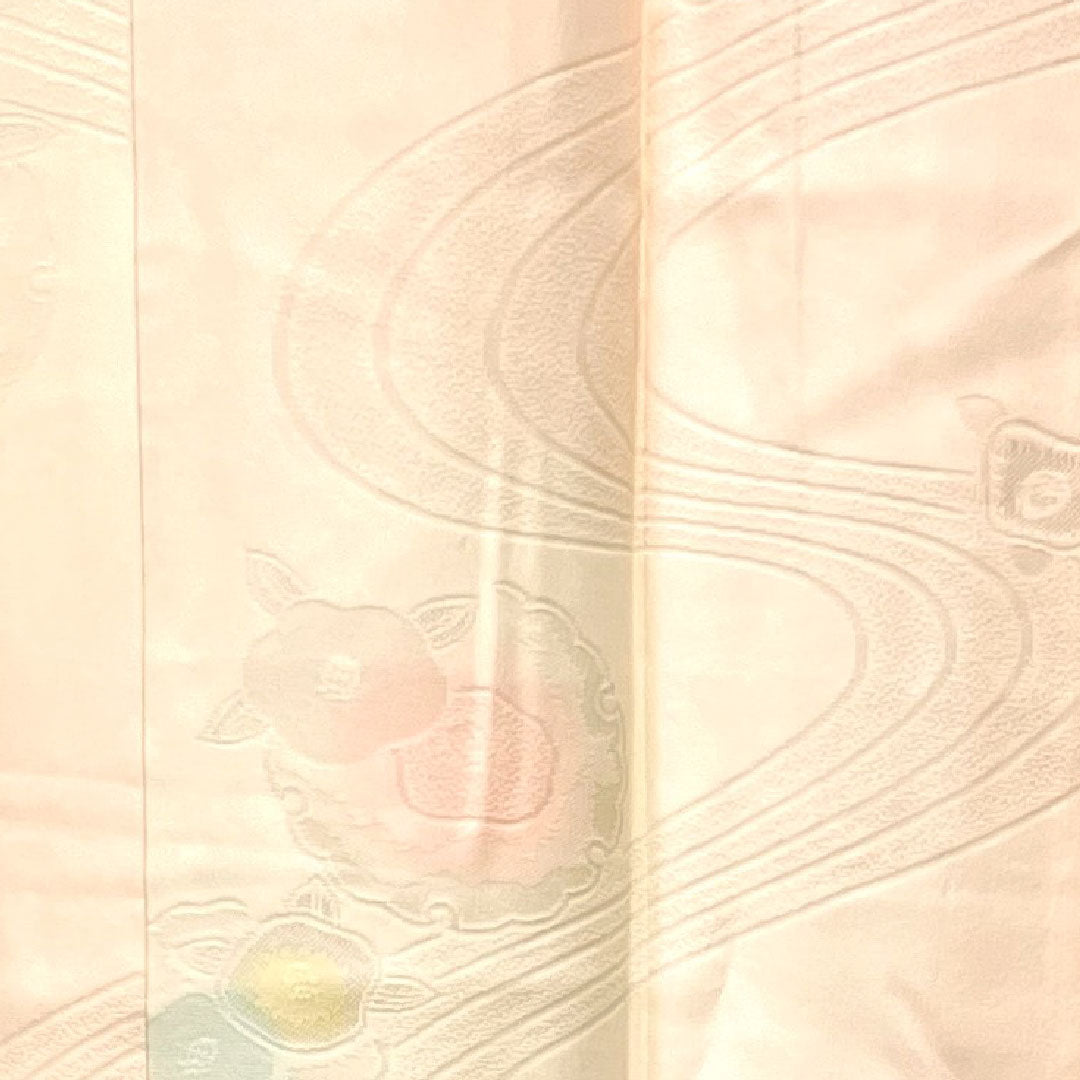 長襦袢 正絹 身丈124cm 裄丈64cm 単衣 振袖用 ボカシ染 雪輪 椿 Aランク ピンク系 1129000393113