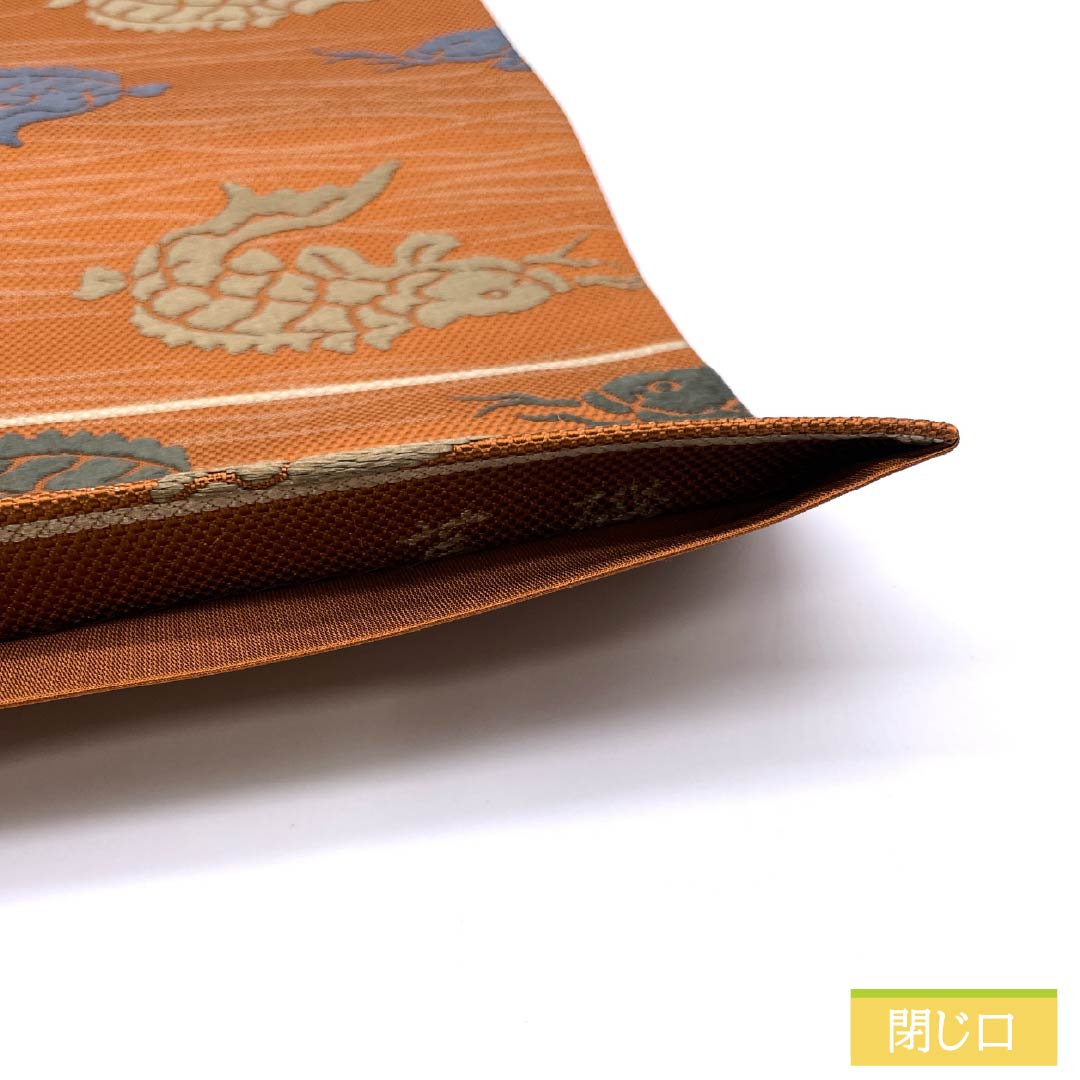 Pure silk obi in reddish-gold (beniukoniro) with a rough sea pattern, length 438cm, S rank, six-pass closure, semi-formal, orange, product number 1123015002326