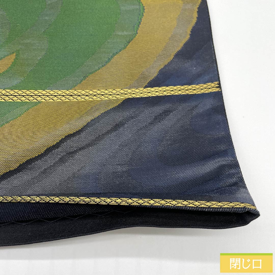 Fukuro Obi (Smoked Color) Whirlpool Pattern Handwoven Length 438cm Pure Silk S Rank Six-way Semi-formal Navy 1123010112318
