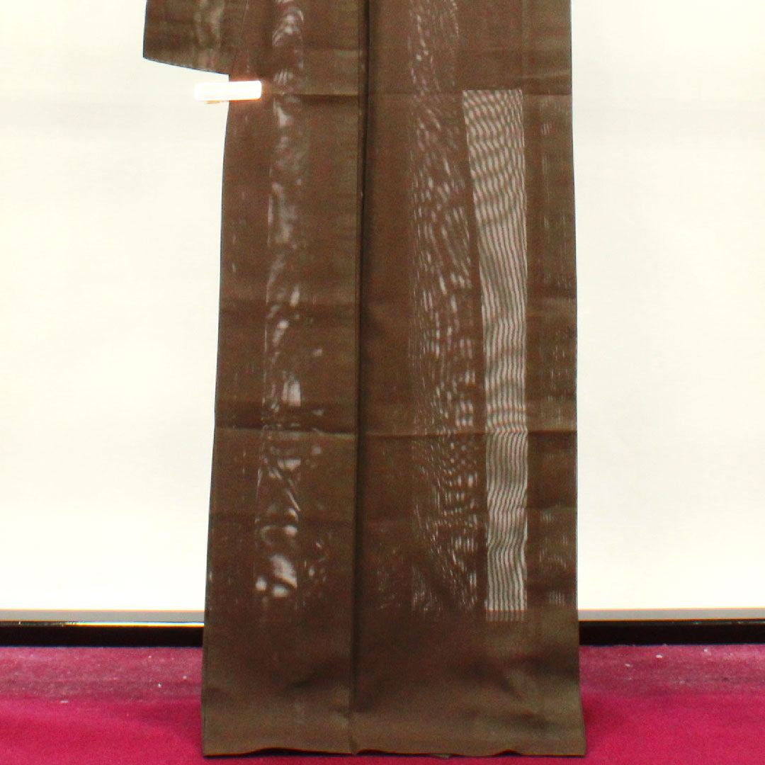 夏物 正絹 色無地 身丈170cm 裄丈65.5cm 消炭黒色(けしずみくろいろ) しつけ糸付き 紗 Aランク 茶系 1132001353614