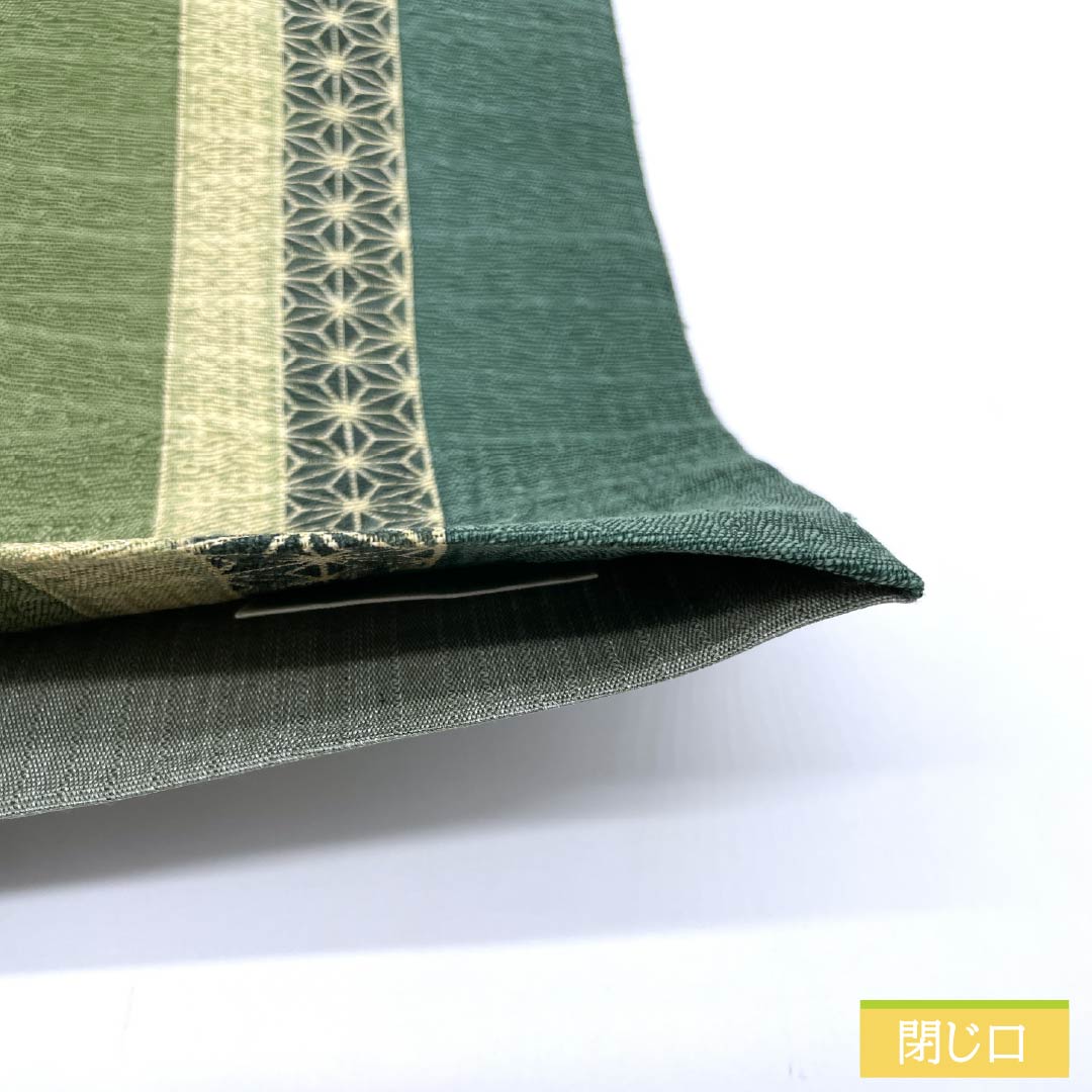 袋帯 正絹 黒木賊色(くろとくさいろ) 海松色(みるいろ) 麻の葉 鹿の子 帯丈460cm Sランク 全通 カジュアル 緑系 1123013132419