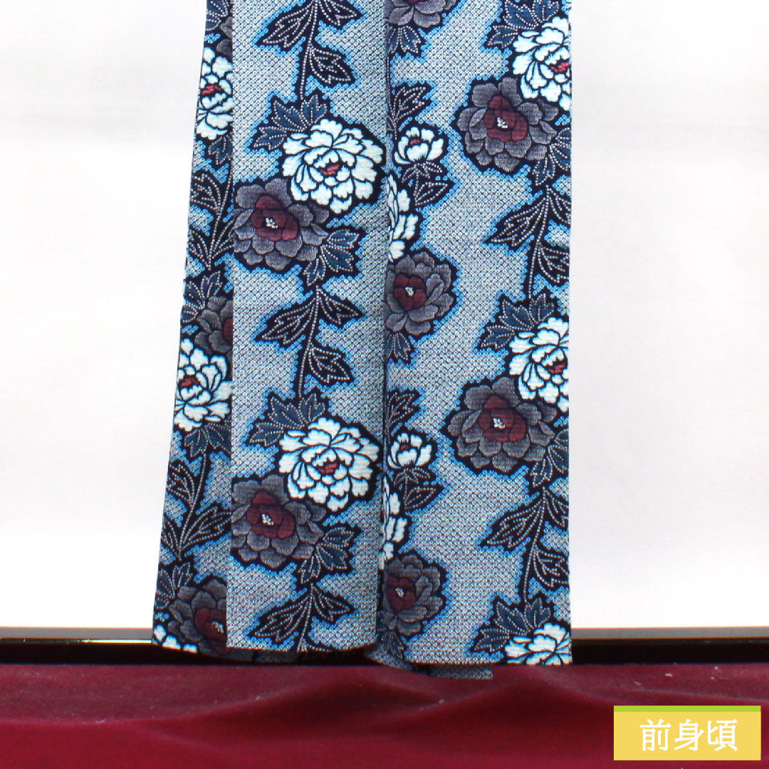 浴衣 木綿 身丈156cm 裄丈65.5cm Sランク 単衣 紺系 濃紺色(のうこんいろ) リップル 牡丹 1118004642318