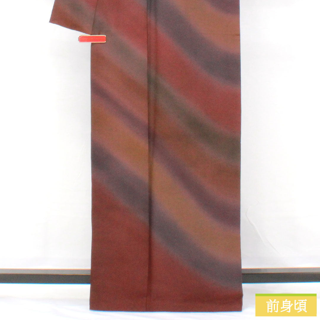 小紋 正絹 身丈165cm 裄丈66.5cm 袷 ボカシ染 抽象模様 草木染 Aランク グラデーション系 1115004743599