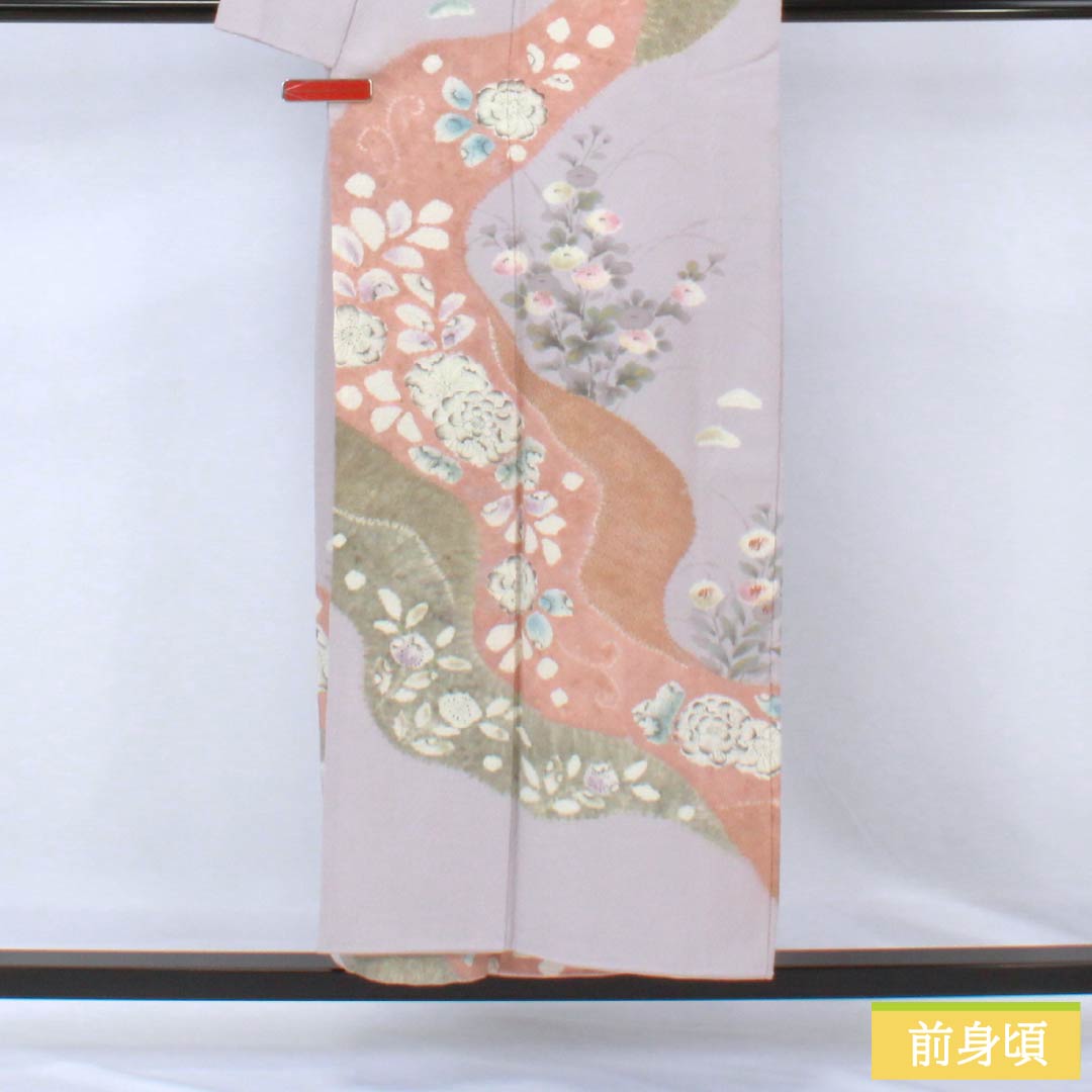 訪問着 正絹 Aランク 袷 身丈151.5cm 裄丈62cm 霞色(かすみいろ) 京友禅 辻ヶ花 紫系 1112006793220