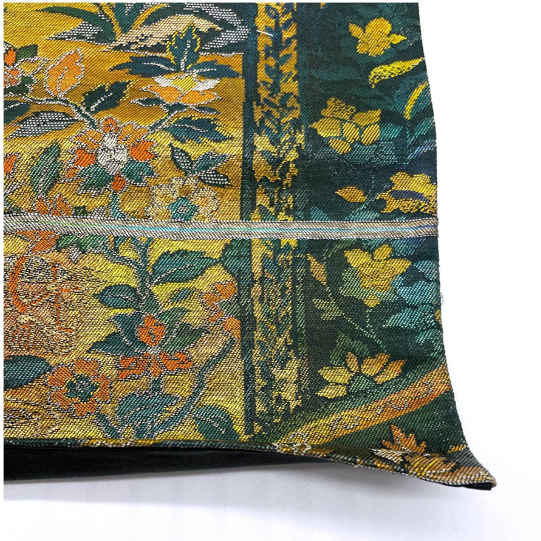 袋帯 ペルシャ模様 玉虫色 帯丈417cm 正絹 Sランク 六通 セミフォーマル 緑系 1123008432319