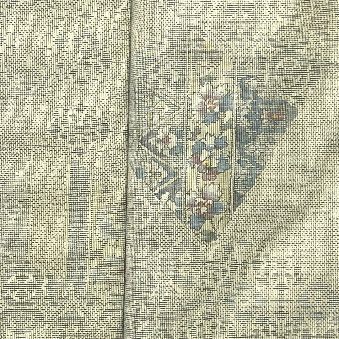 白大島紬 身丈163cm 裄丈66cm 花更紗模様 7マルキ 正絹 Aランク 袷 白系 1116000573311