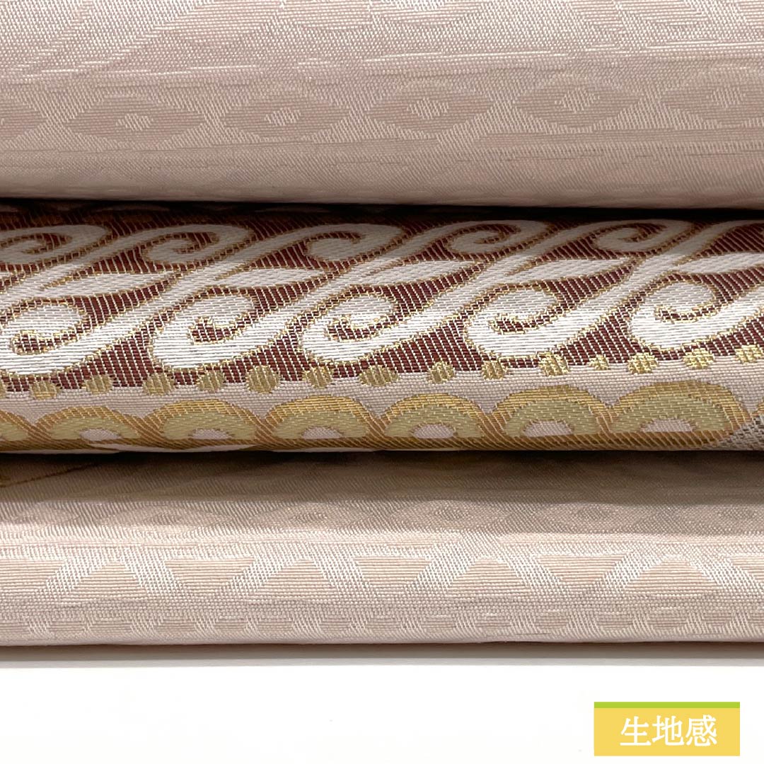 名古屋帯 ポリエステル Sランク 薄桜色(うすさくらいろ) 古典柄 唐花 帯丈370cm ポイント柄 セミフォーマル ピンク系 1124010802313 名古屋仕立て