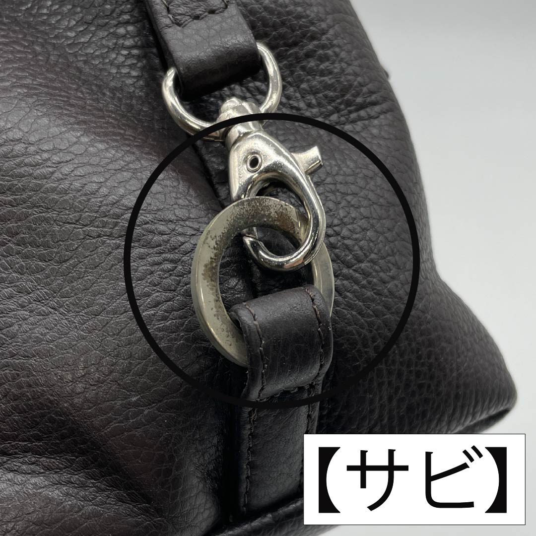 (新古品) 洋装バッグ 牛革 Aランク 新古品 牛革 横長 茶系 119700003314
