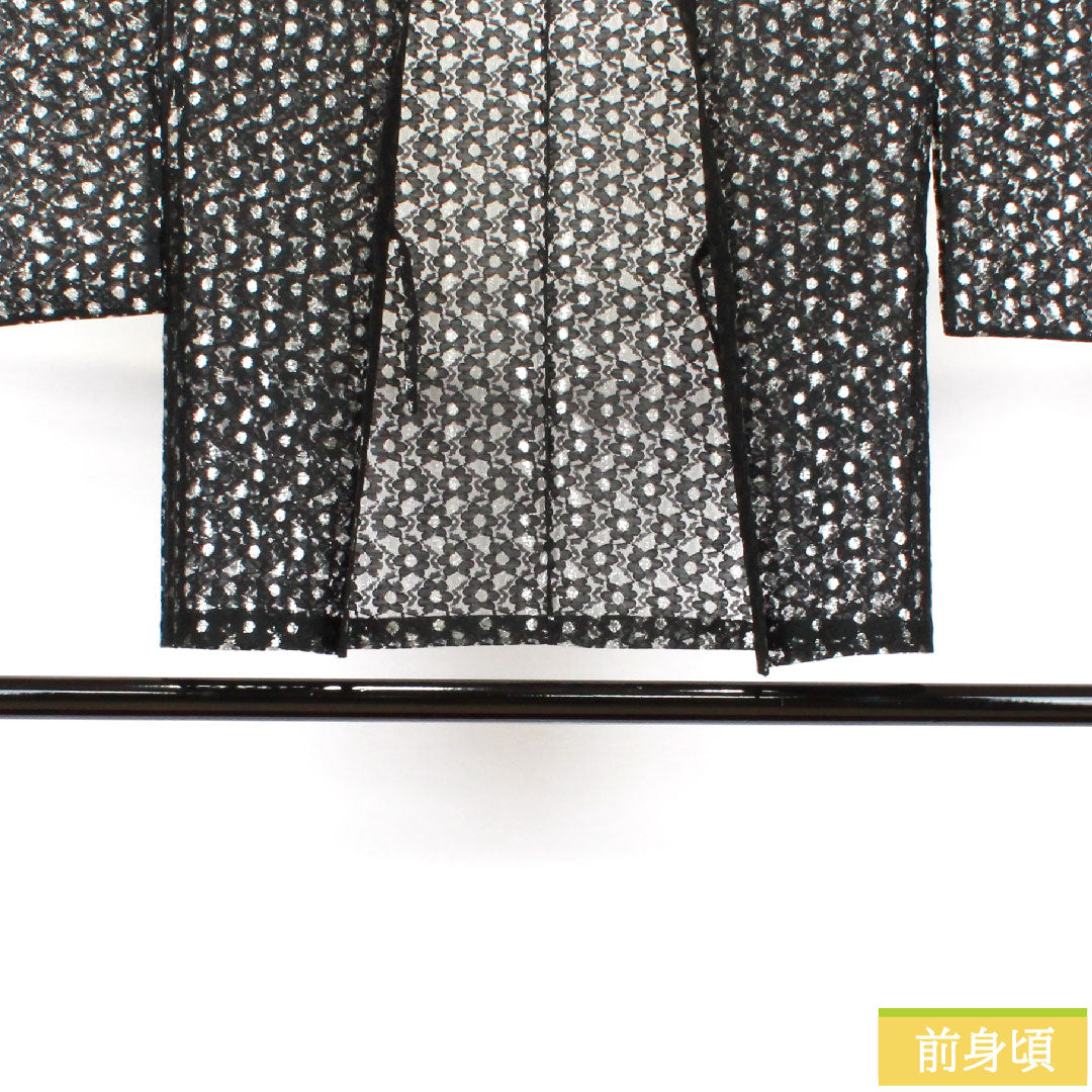 Haori (cotton kimono) Length 72cm Sleeve length 62cm Lace Silver thread Abstract pattern S rank Single layer Black 1117000762910