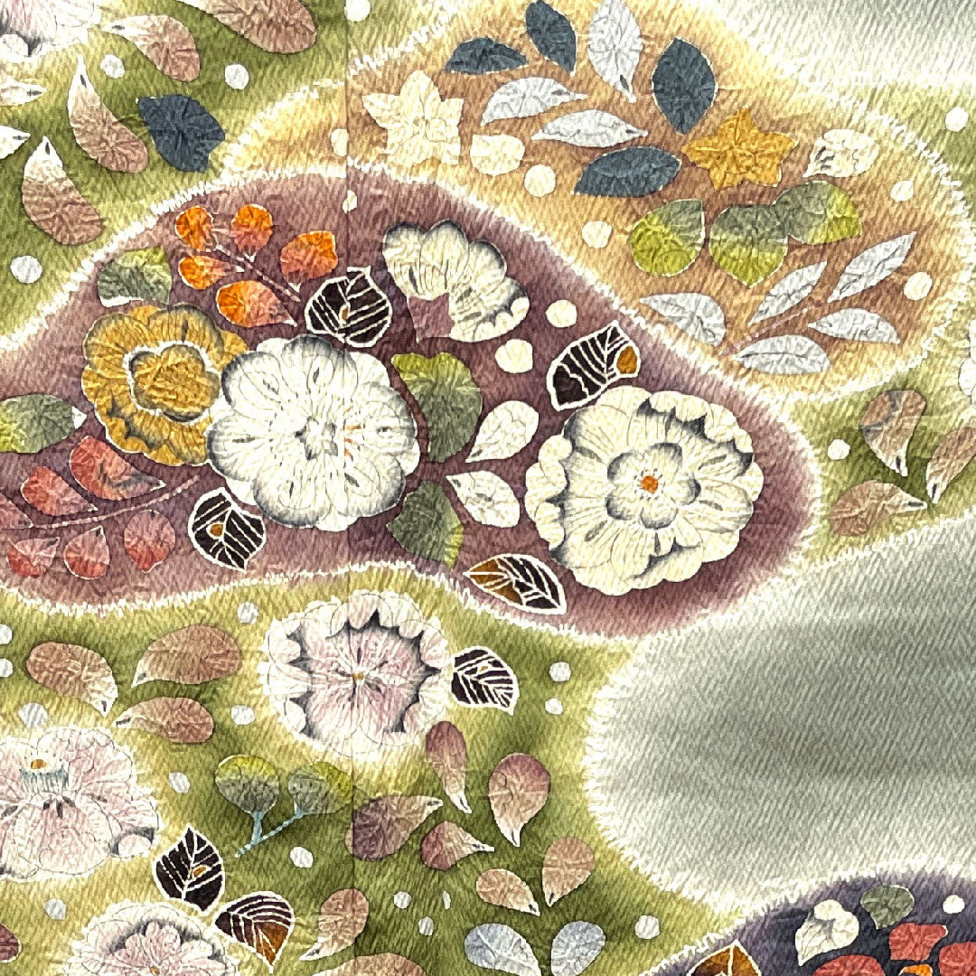 訪問着 袷 身丈159.5cm 裄丈64cm 浅葱鼠色 桐屋翠山工房 辻ヶ花 正絹 Aランク グレー系 1112002113322