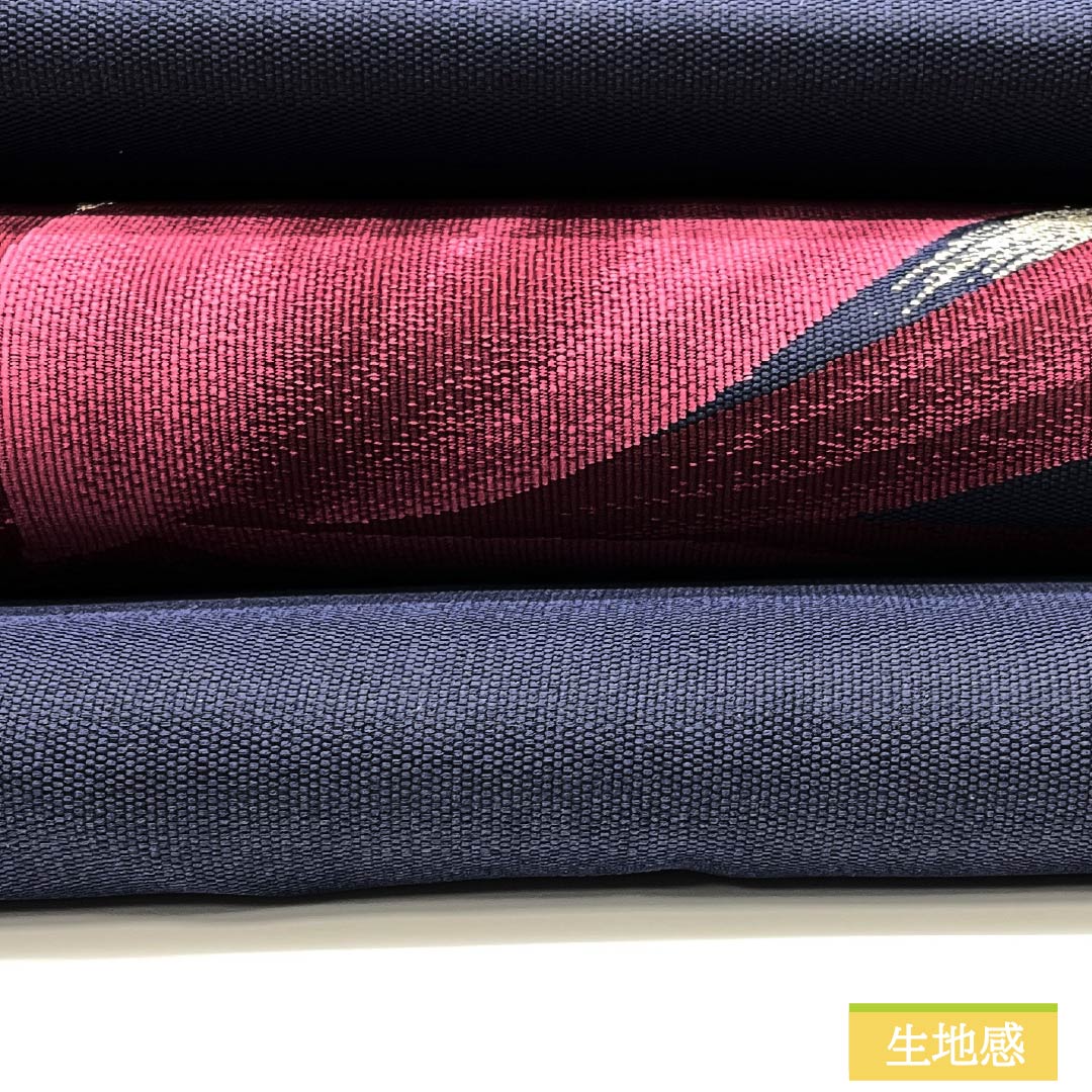 名古屋帯 紺色(こんいろ) 抽象花 帯丈346cm 正絹 Sランク ポイント柄 セミフォーマル 紺系 1124007082318 名古屋仕立て