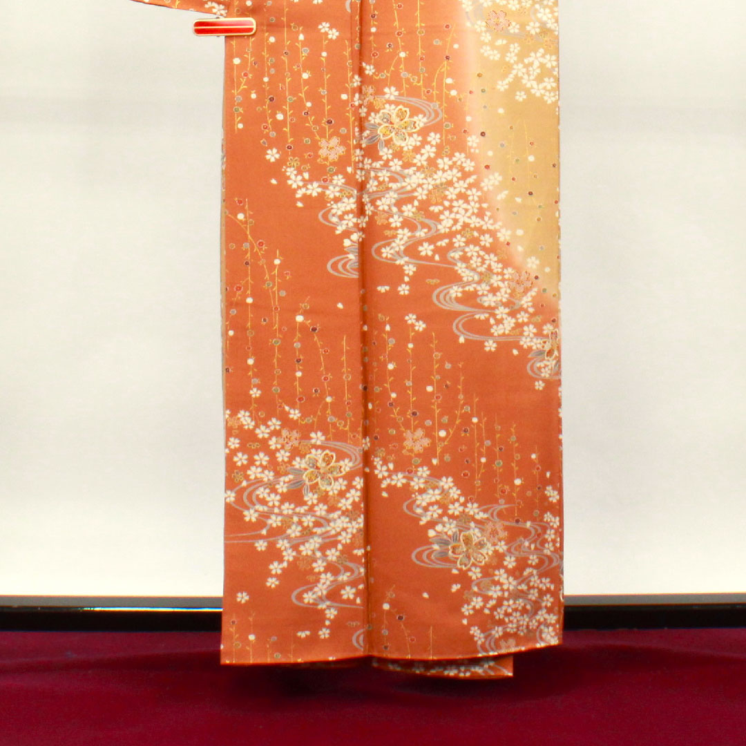 訪問着 正絹 袷 身丈159cm 裄丈64cm 京友禅 桜 しつけ糸付き 未使用品 Sランク グラデーション系 1112003132399