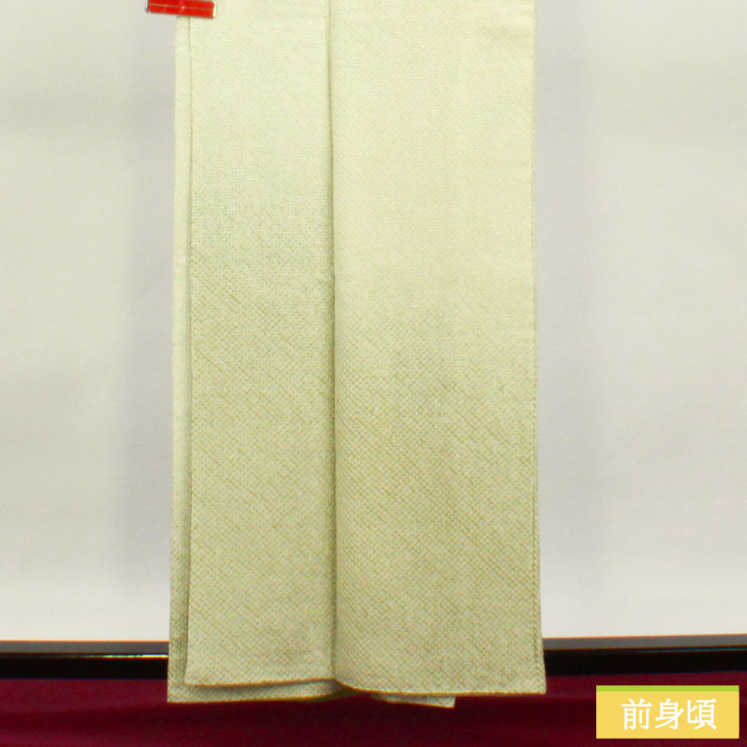 Komon, pure silk, length 159.5cm, sleeve length 63.5cm, lined, light yellow-green, all-dyed, A rank, green, 1115004373319