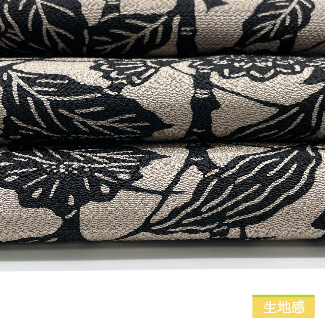 名古屋帯 伊勢型染め 唐花 帯丈382cm 正絹 Sランク 六通 カジュアル 黒系 1124006672410 名古屋仕立て