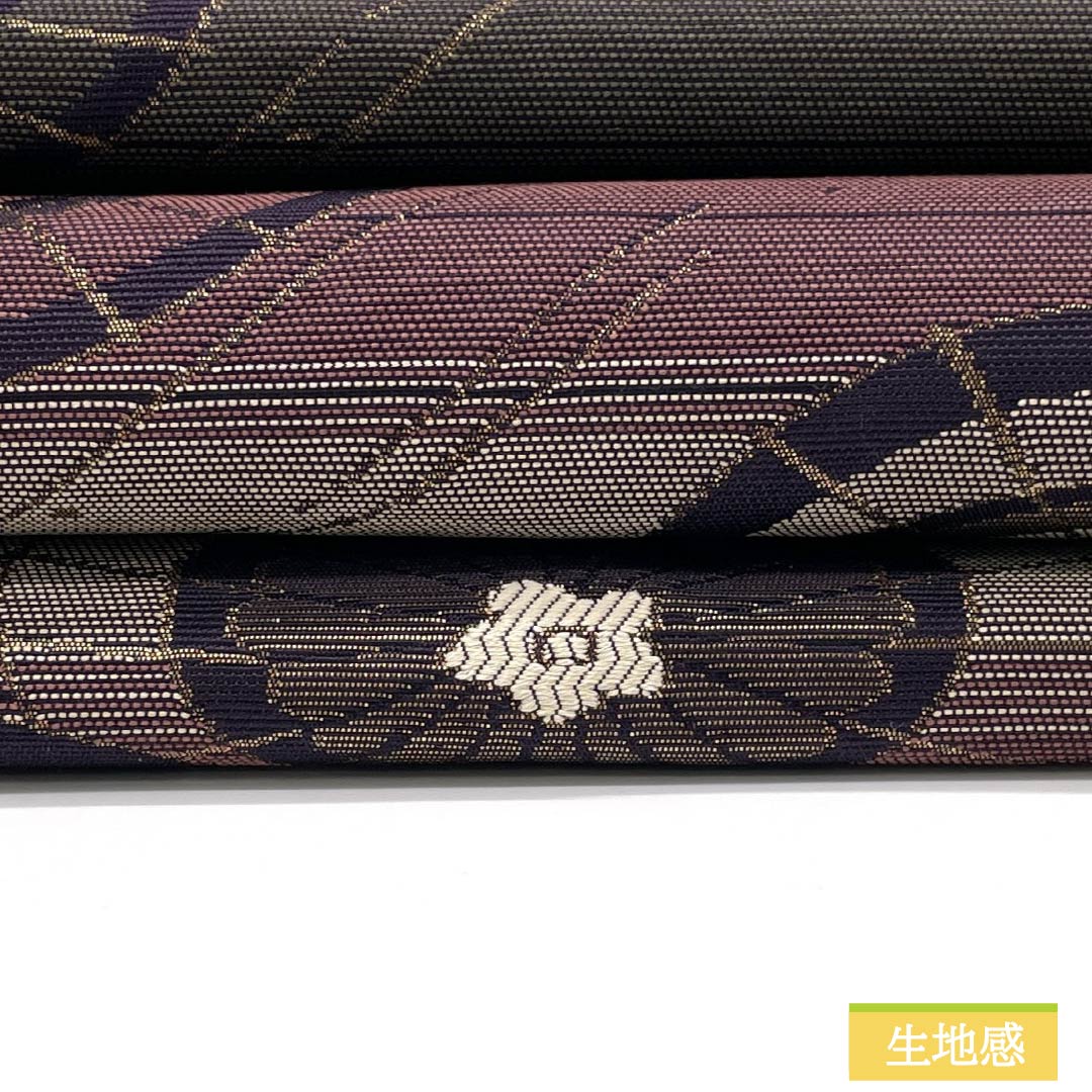 名古屋帯 ポリエステル Sランク 番傘 橋 雨 帯丈358cm 六通 カジュアル グラデーション系 1124009572399 名古屋仕立て