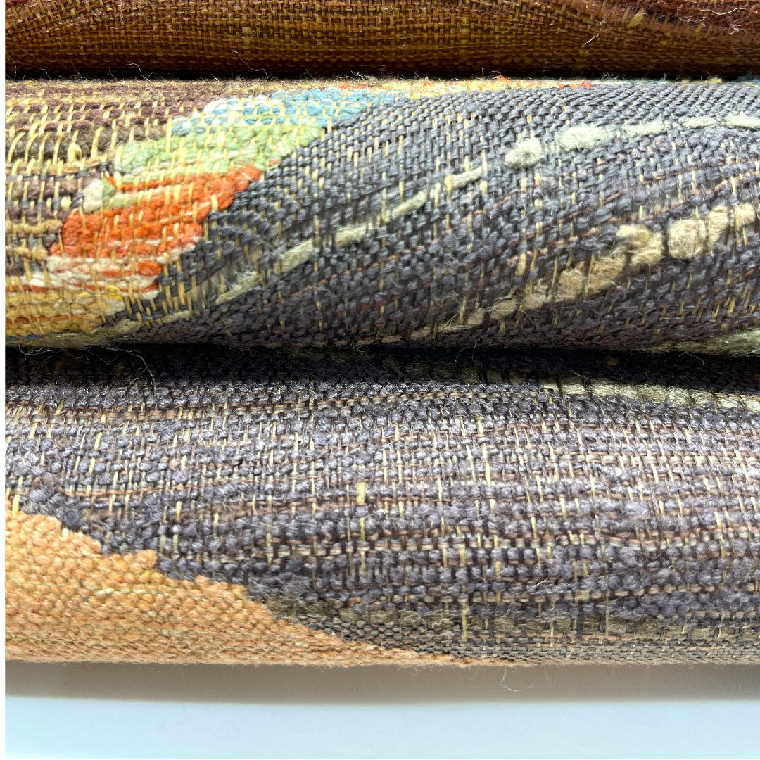 袋帯 胡桃色(くるみいろ) 煉瓦色(れんがいろ) 抽象模様 帯丈458cm 正絹 Aランク ポイント柄 カジュアル 茶系 1123005033414