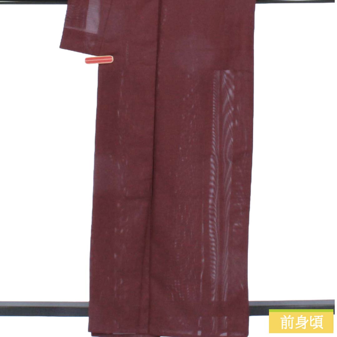 夏物 ポリエステル 色無地 Aランク 身丈161cm 裄丈67cm 木蘭色(もくらんいろ) 洗える着物 素無地 絽 紫系 1132005833420