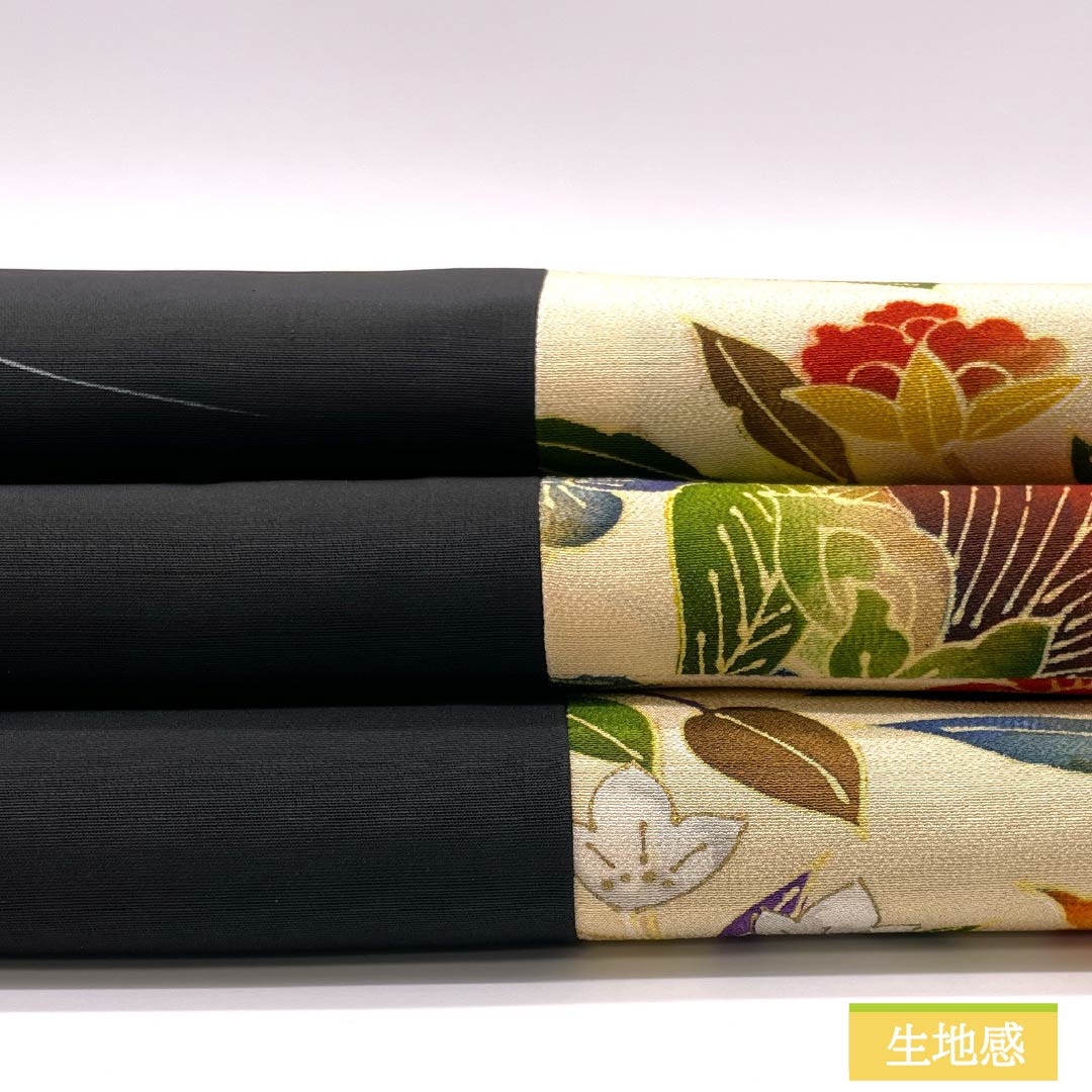 名古屋帯 尾花色(おばないろ) 染め帯 創作帯 花模様 帯丈421cm 正絹 Bランク 全通 カジュアル クリーム系 1124008154415 名古屋仕立て