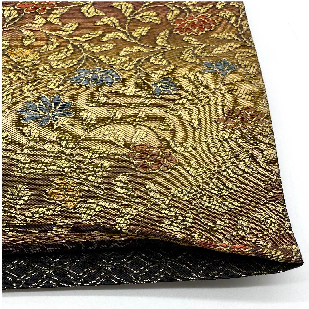 袋帯 御寮織 花唐草 紋屋井関 帯丈448cm 正絹 Sランク 六通 セミフォーマル 金系 1123006772321