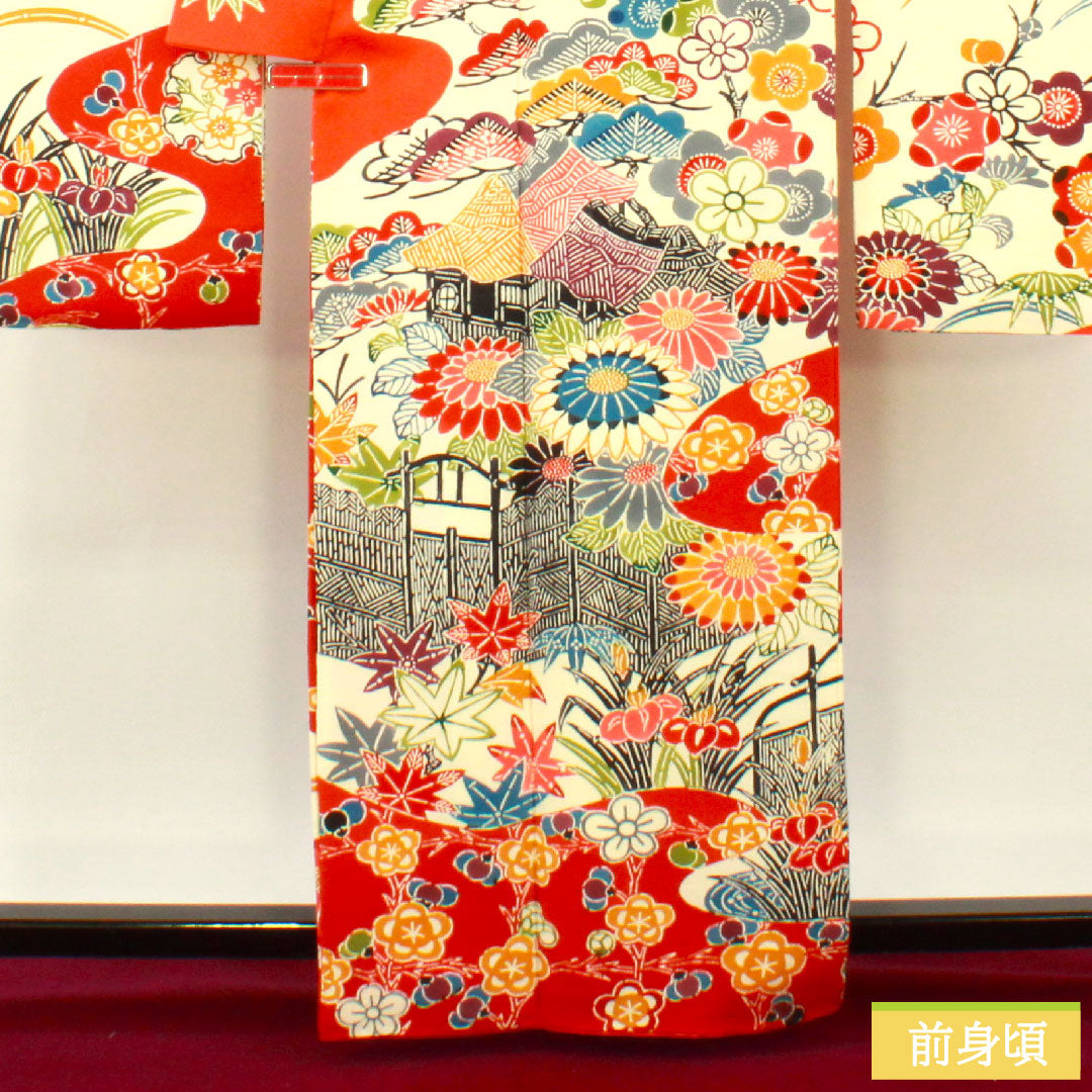 振袖 正絹 身丈163cm 裄丈65.5cm 袷 緋色 京紅型 吉祥文様 Sランク 朱系 1113001922416