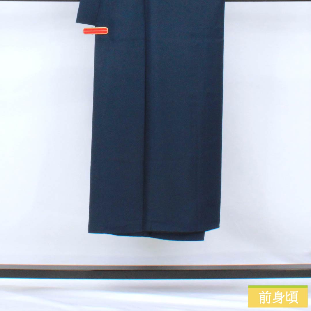 男物 正絹 Bランク 身丈139.5cm 裄丈68cm 紺色(こんいろ) ひげ紬 袷 紺系 1119001464318