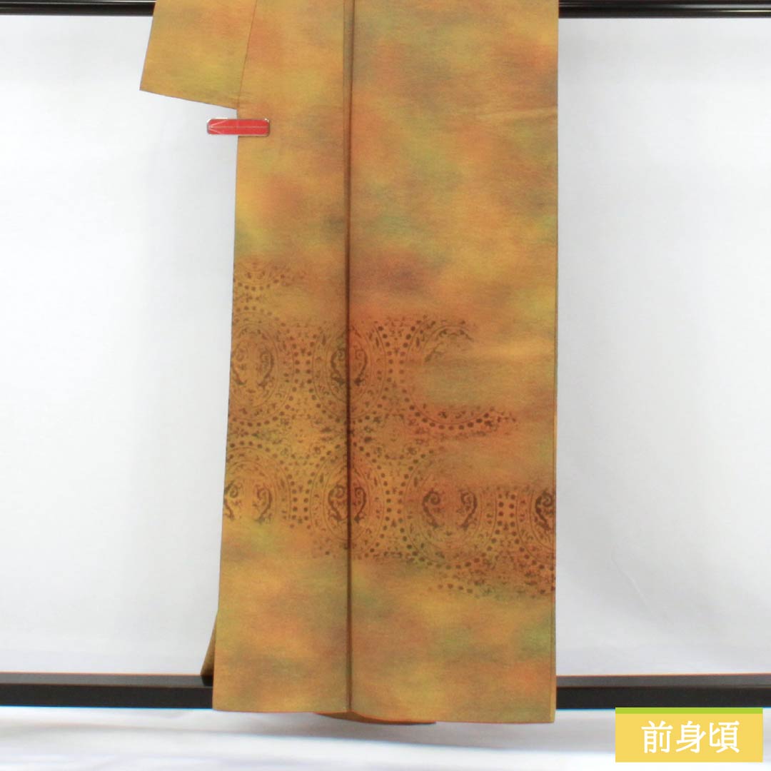 訪問着 正絹 Aランク 袷 身丈156cm 裄丈58.5cm ボカシ染 抽象模様 付下げ グラデーション系 1112007563399