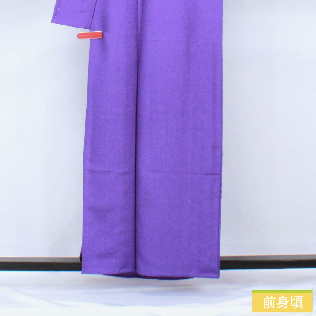 Solid-colored polyester kimono, length 158.5cm, sleeve length 65.5cm, violet (violet) color, brocade, saaya pattern, washable, single-layer, S rank, purple, product number 1114002182320