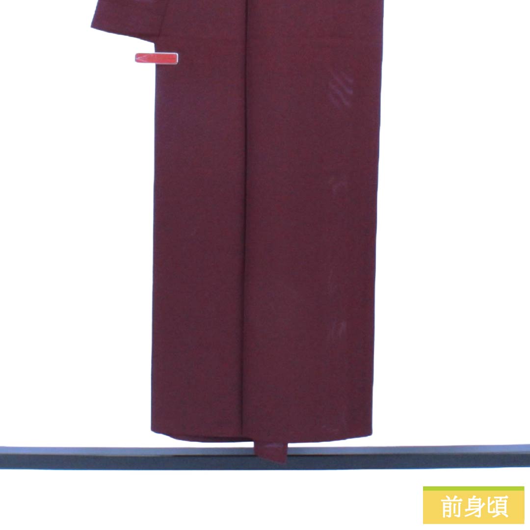夏物 正絹 色無地 Aランク 身丈150cm 裄丈62cm 桑の実色(くわのみいろ) 素無地 三つ鱗 一つ紋 絽 紫系 1132003463120
