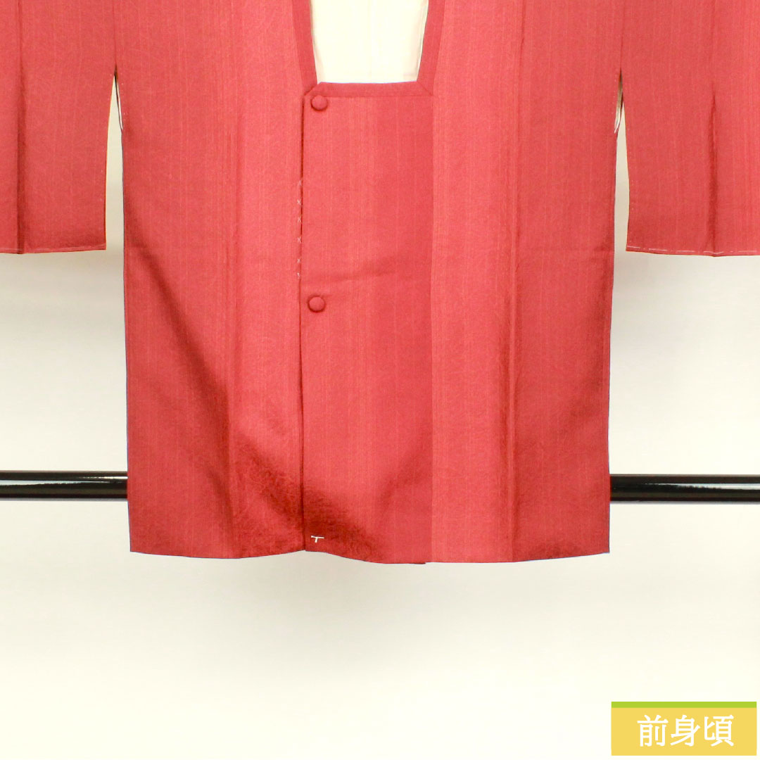 道行コート 正絹 身丈85cm 裄丈67cm 深緋色 抽象模様 Sランク 袷 赤系 1117000812912