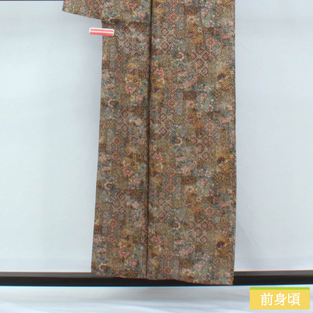 小紋 正絹 Aランク 身丈154.5cm 裄丈62.5cm 袷 更紗模様 グラデーション系 1115006333299
