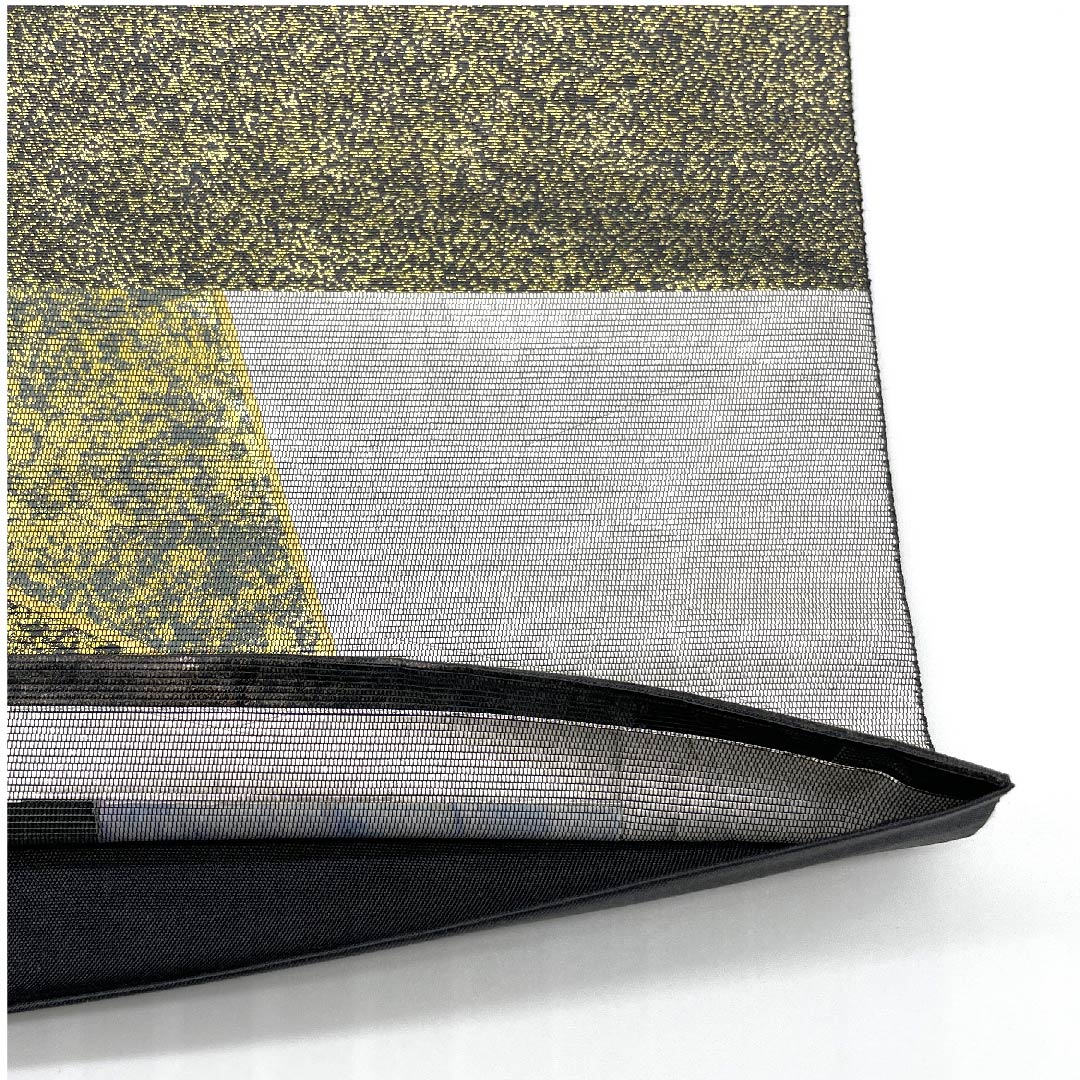 袋帯 黒色 切り嵌め 大島紬 帯丈432cm 正絹 Sランク 六通 フォーマル 黒系 1123008762310