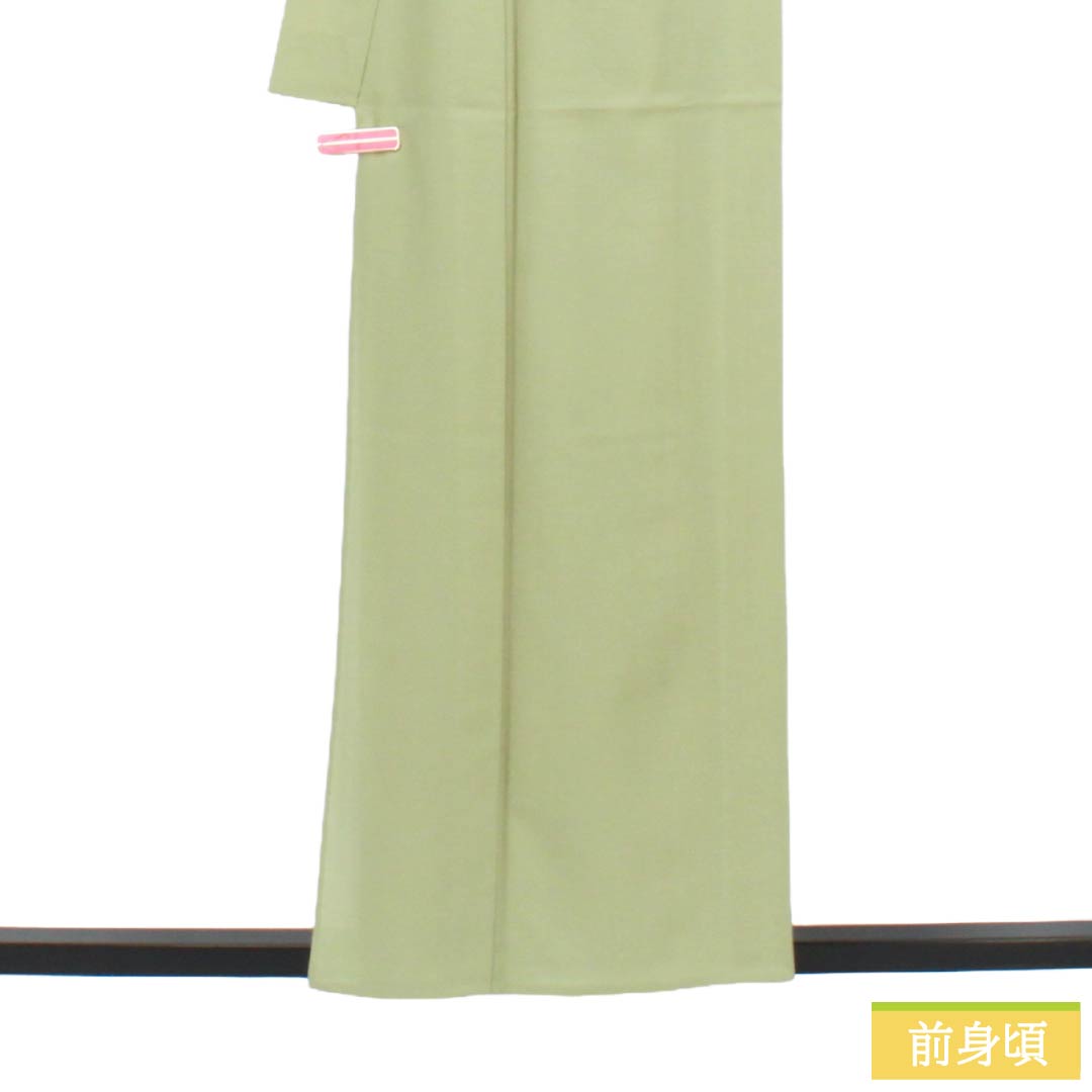 夏物 正絹 色無地 Sランク 身丈157cm 裄丈63.5cm 裏柳色(うらやなぎいろ) 素無地 絽 緑系 1132003982319