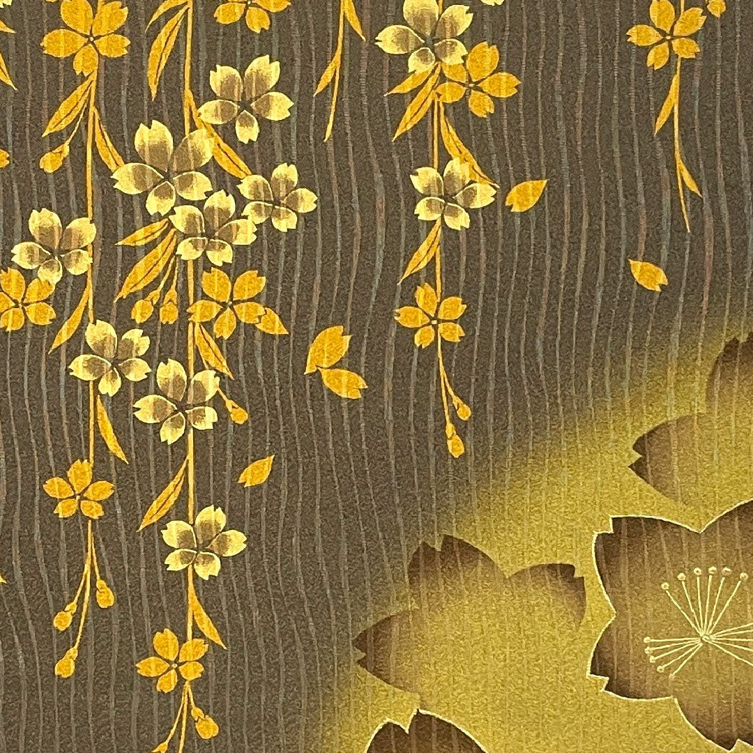 Homongi (formal kimono), polyester, lined, length 167cm, sleeve length 67cm, washable, cherry blossom, A rank, brown, 1112000393514