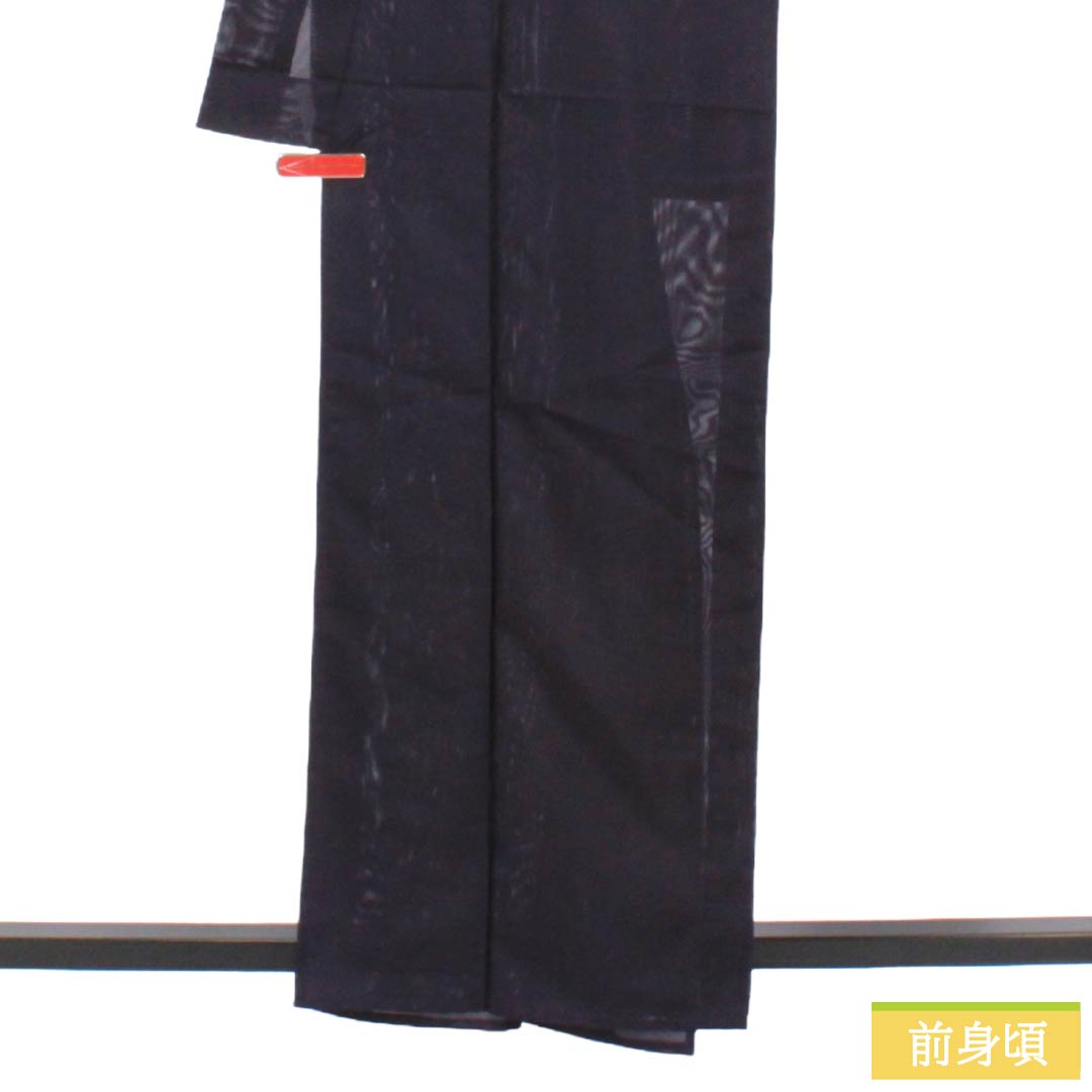 夏物 ポリエステル 色無地 Sランク 身丈161cm 裄丈64cm 紫黒色(しこくしょく) 洗える着物 素無地 絽 紫系 1132004082420