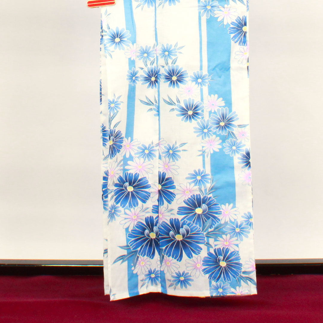 Yukata, floral pattern, cotton, S rank, single layer, length 161cm, sleeve length 65.5cm, white, 1118001482411