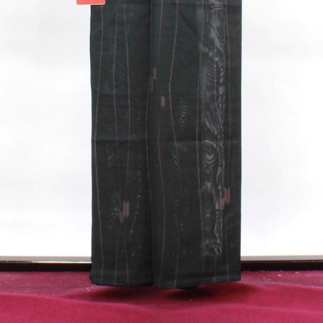 夏物 正絹 小紋 身丈159cm 裄丈63cm 矢羽根 絽 Aランク 黒系 1132000503310