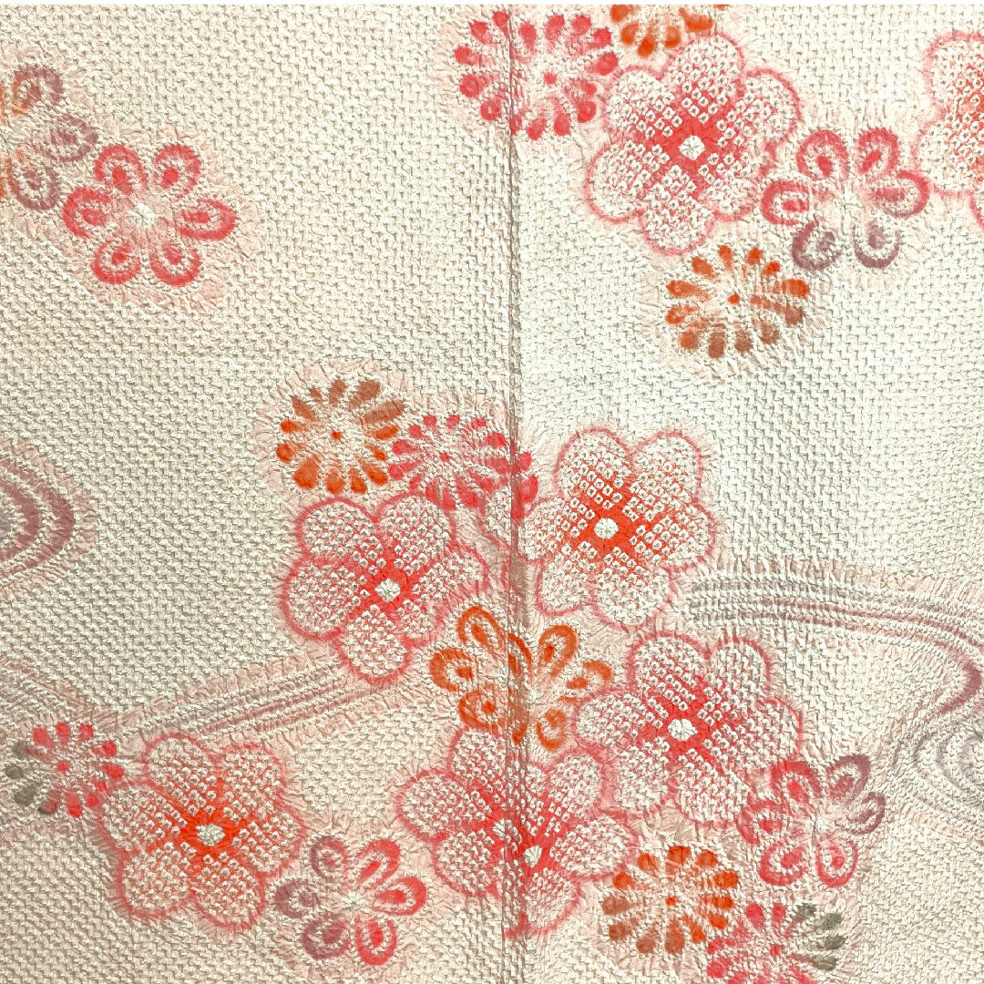 道中着 身丈90.5cm 裄丈63.5cm 曙色 花模様 正絹 Sランク 袷 ピンク系 1117000372913