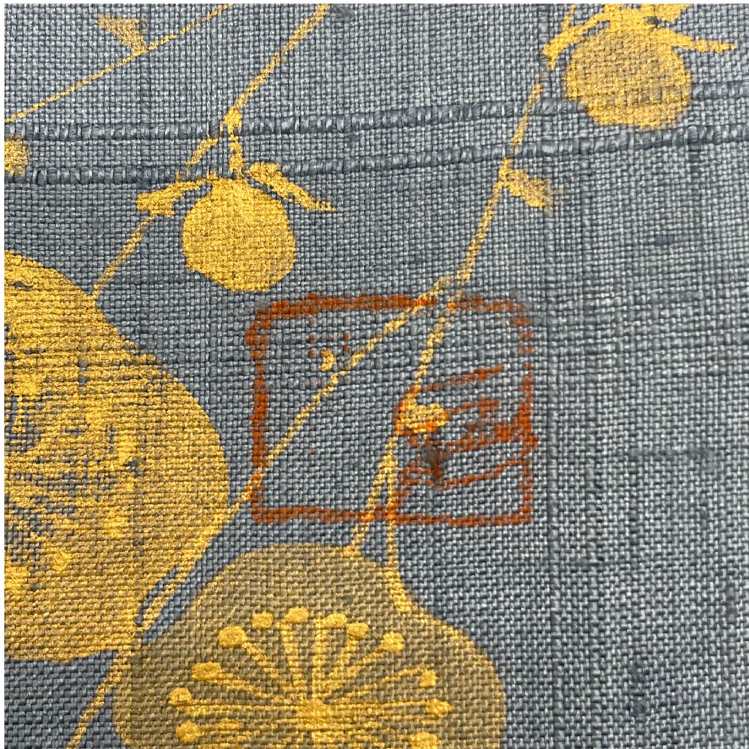 袋帯 湊鼠色(みなとねずいろ) しだれ梅 紬地 帯丈458cm 正絹 Sランク ポイント柄 カジュアル 青系 1123009242417