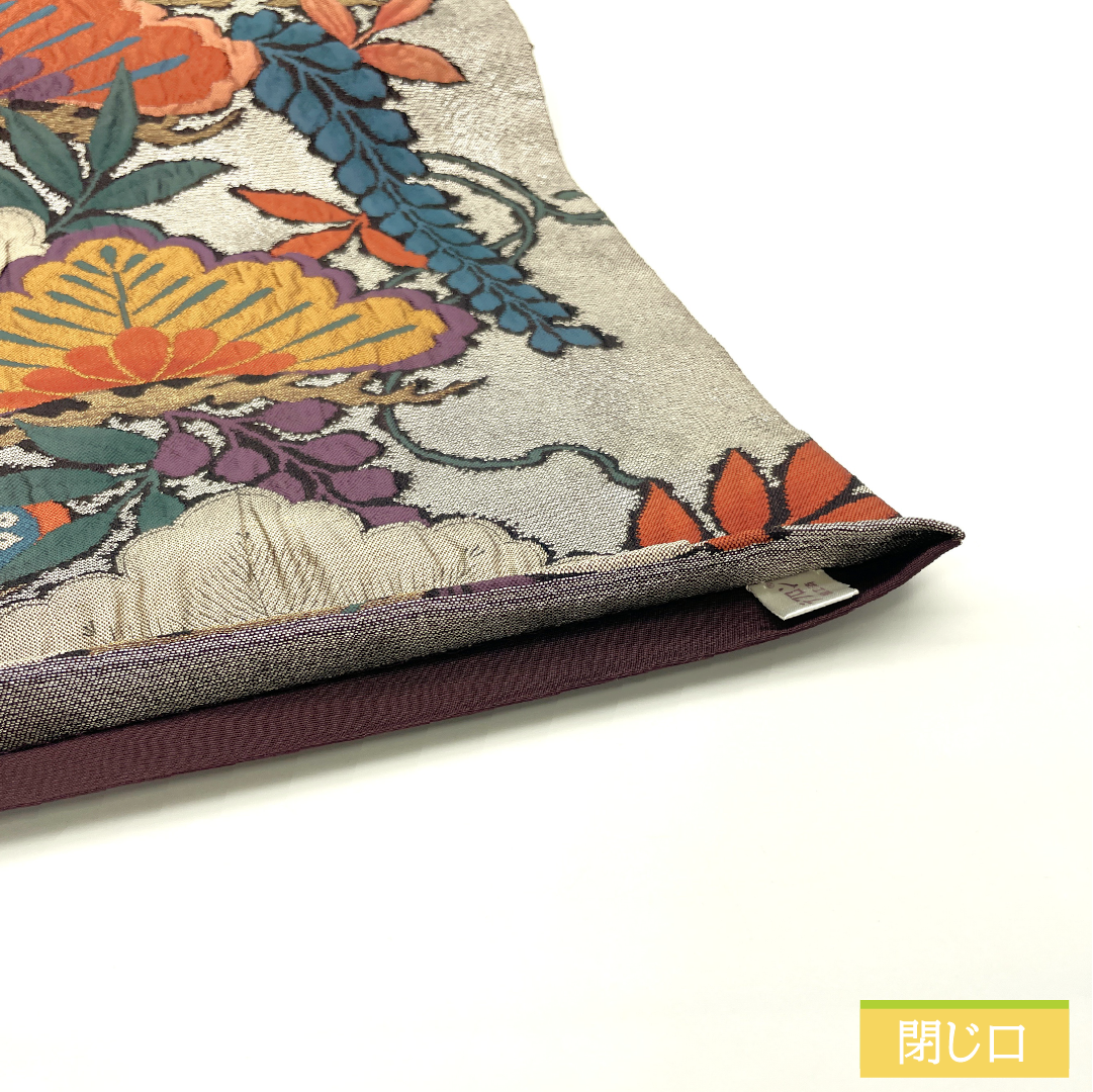 袋帯 正絹 Sランク ふくれ織 西陣織 松 藤 帯丈446cm 六通 フォーマル グレー系 1123017312322